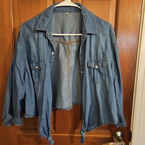 Classic Denim Cropped Shirt for Women